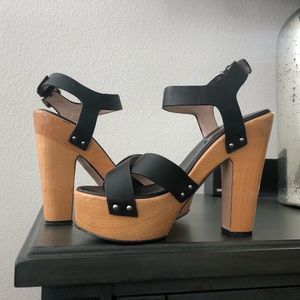 Zara wood sole sandal heels